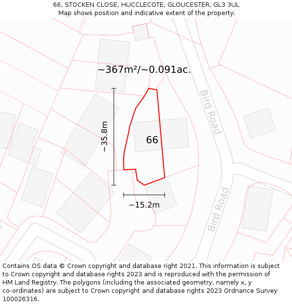66, STOCKEN CLOSE, HUCCLECOTE, GLOUCESTER, GL3 3UL: Plot and title map