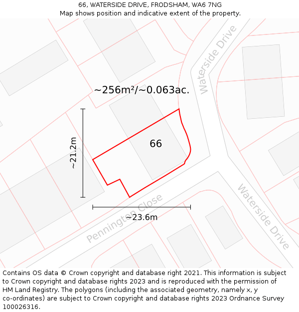 66, WATERSIDE DRIVE, FRODSHAM, WA6 7NG: Plot and title map