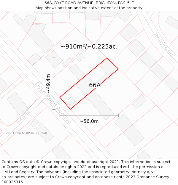 66A, DYKE ROAD AVENUE, BRIGHTON, BN1 5LE: Plot and title map