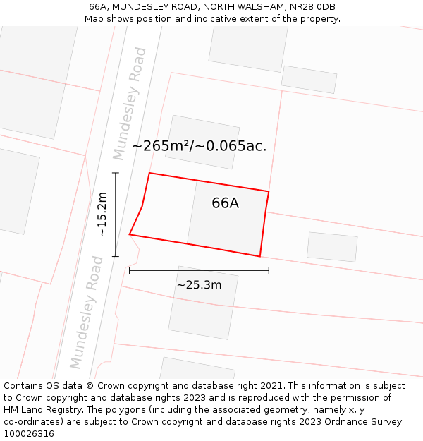 66A, MUNDESLEY ROAD, NORTH WALSHAM, NR28 0DB: Plot and title map