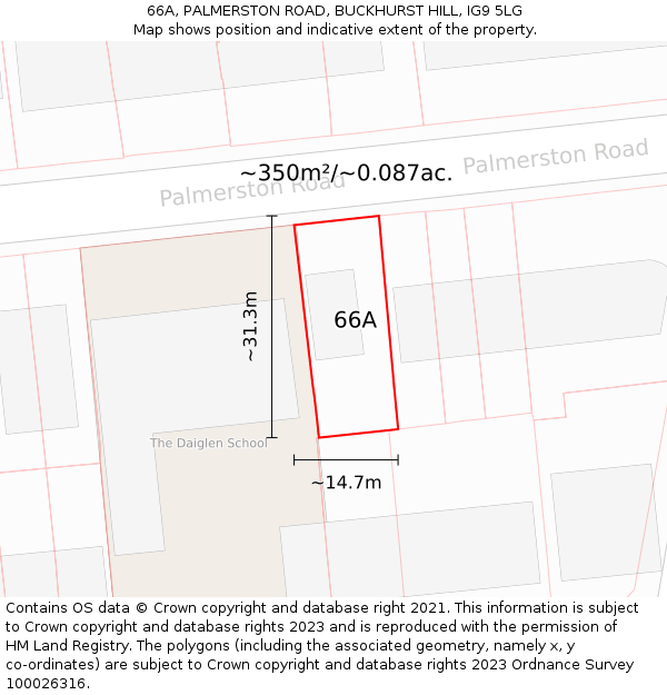 66A, PALMERSTON ROAD, BUCKHURST HILL, IG9 5LG: Plot and title map