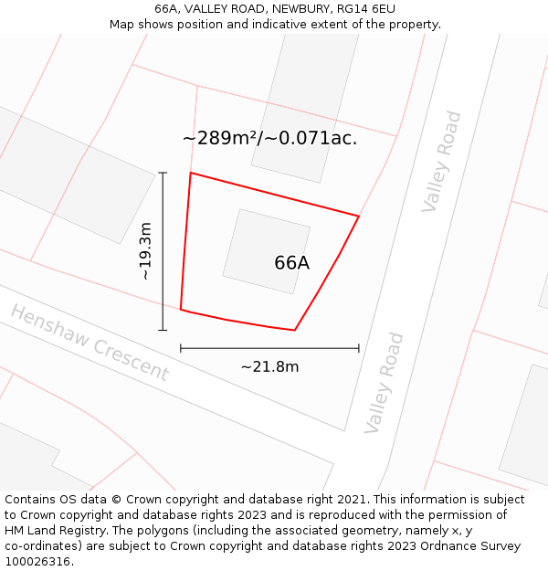 66A, VALLEY ROAD, NEWBURY, RG14 6EU: Plot and title map