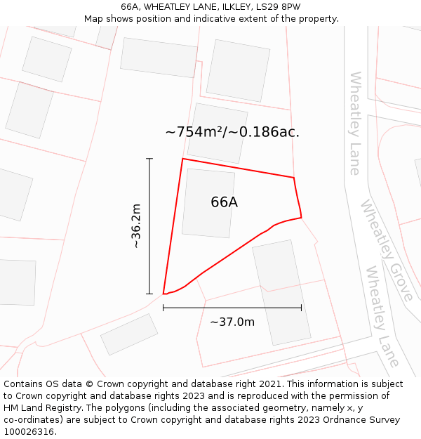 66A, WHEATLEY LANE, ILKLEY, LS29 8PW: Plot and title map