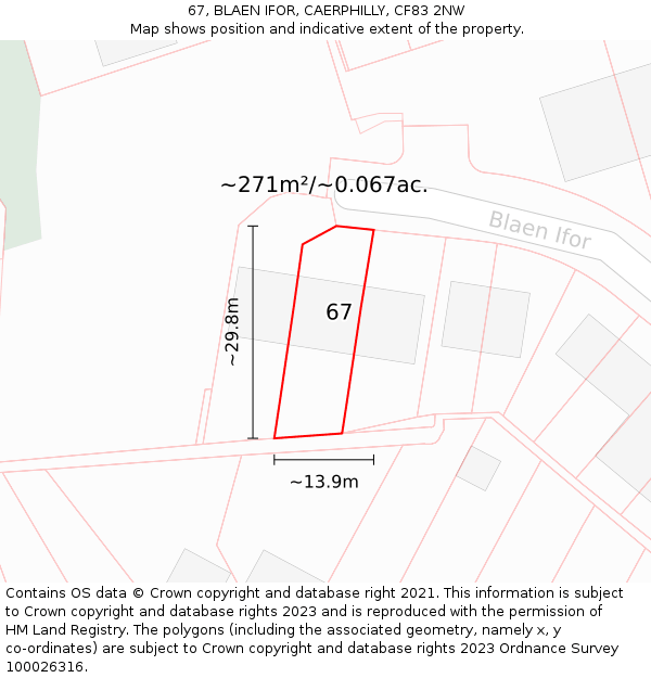 67, BLAEN IFOR, CAERPHILLY, CF83 2NW: Plot and title map