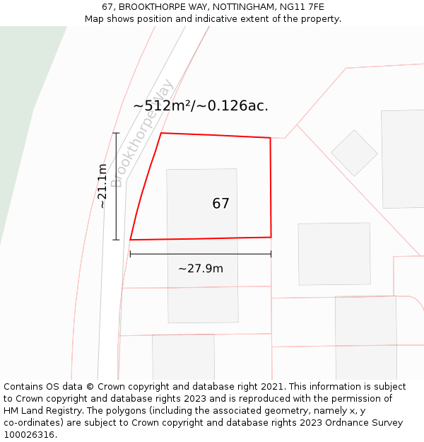 67, BROOKTHORPE WAY, NOTTINGHAM, NG11 7FE: Plot and title map