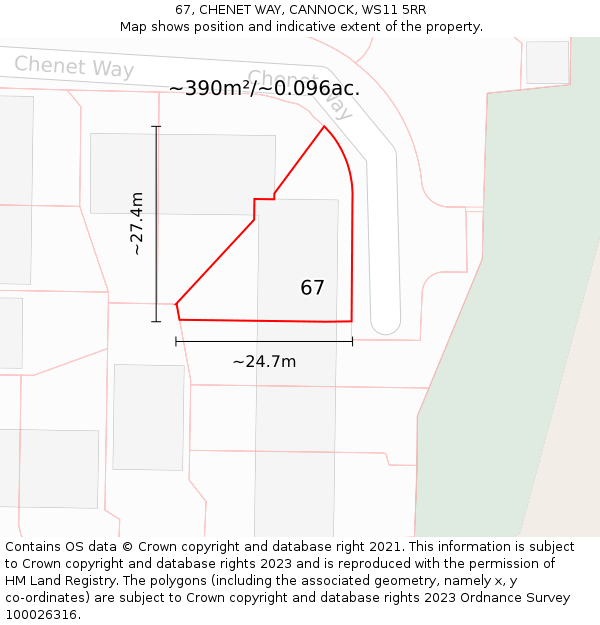 67, CHENET WAY, CANNOCK, WS11 5RR: Plot and title map