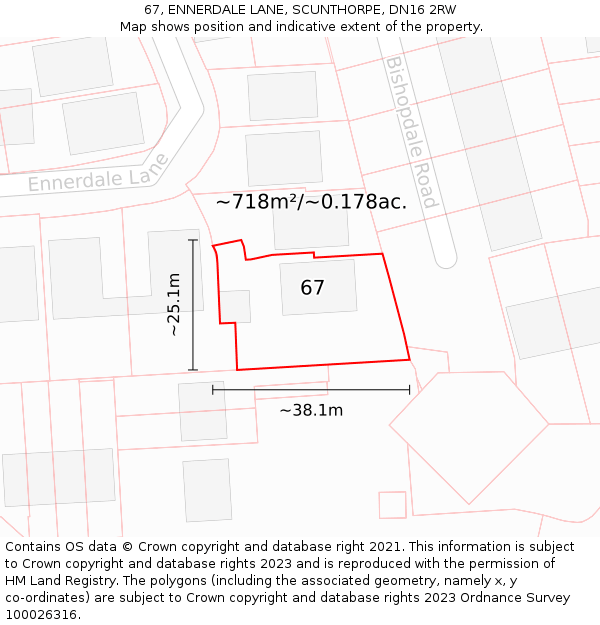 67, ENNERDALE LANE, SCUNTHORPE, DN16 2RW: Plot and title map