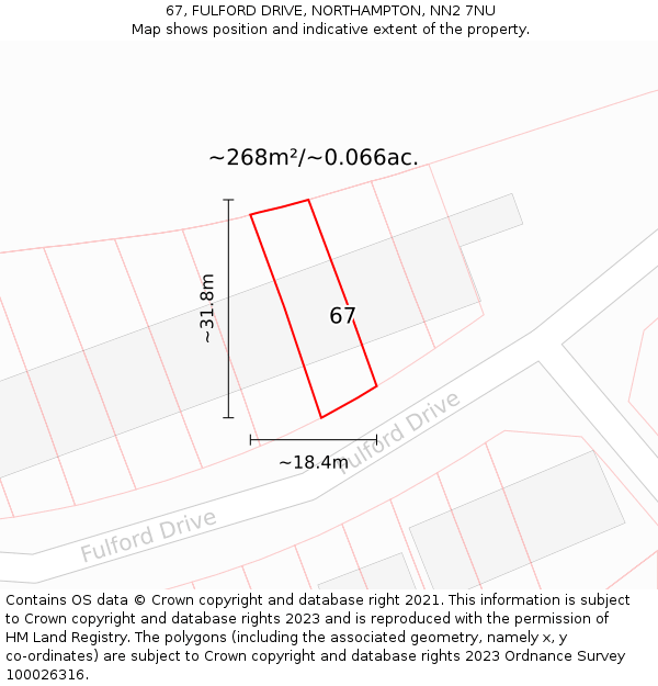 67, FULFORD DRIVE, NORTHAMPTON, NN2 7NU: Plot and title map