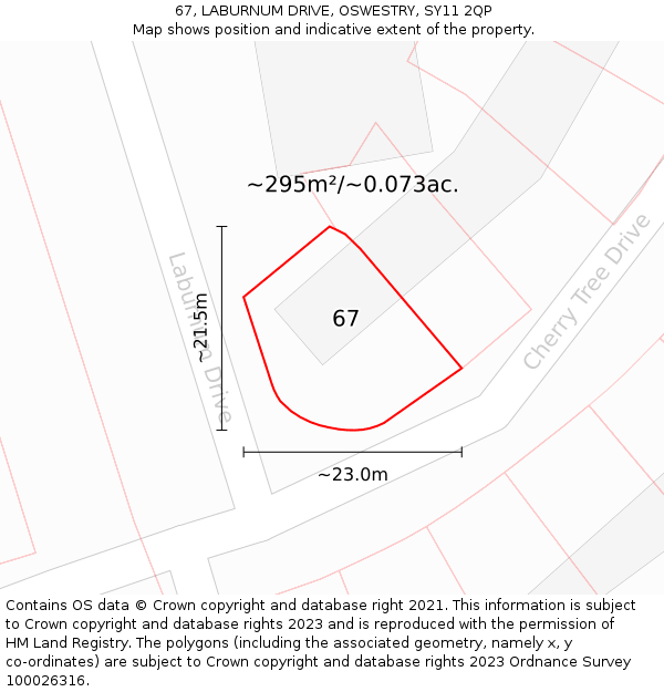 67, LABURNUM DRIVE, OSWESTRY, SY11 2QP: Plot and title map