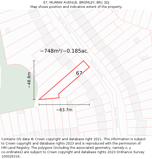 67, MURRAY AVENUE, BROMLEY, BR1 3DJ: Plot and title map