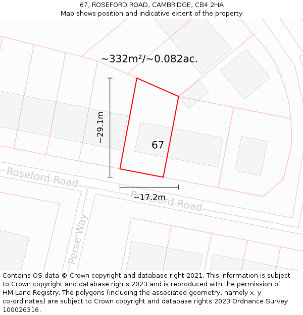 67, ROSEFORD ROAD, CAMBRIDGE, CB4 2HA: Plot and title map