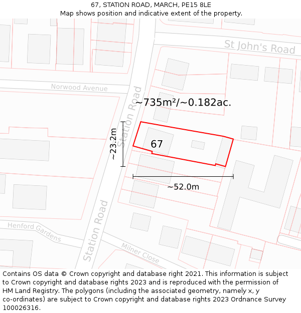 67, STATION ROAD, MARCH, PE15 8LE: Plot and title map