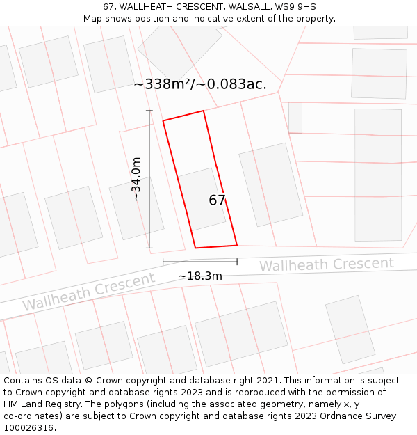 67, WALLHEATH CRESCENT, WALSALL, WS9 9HS: Plot and title map