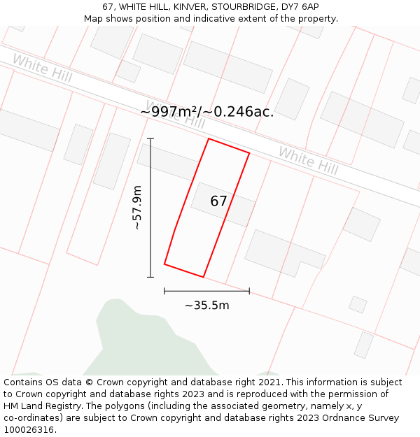 67, WHITE HILL, KINVER, STOURBRIDGE, DY7 6AP: Plot and title map