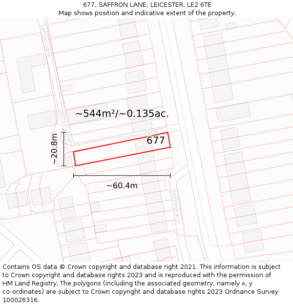 677, SAFFRON LANE, LEICESTER, LE2 6TE: Plot and title map