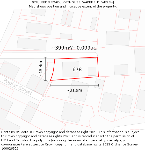 678, LEEDS ROAD, LOFTHOUSE, WAKEFIELD, WF3 3HJ: Plot and title map