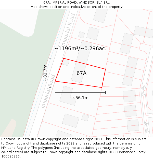 67A, IMPERIAL ROAD, WINDSOR, SL4 3RU: Plot and title map