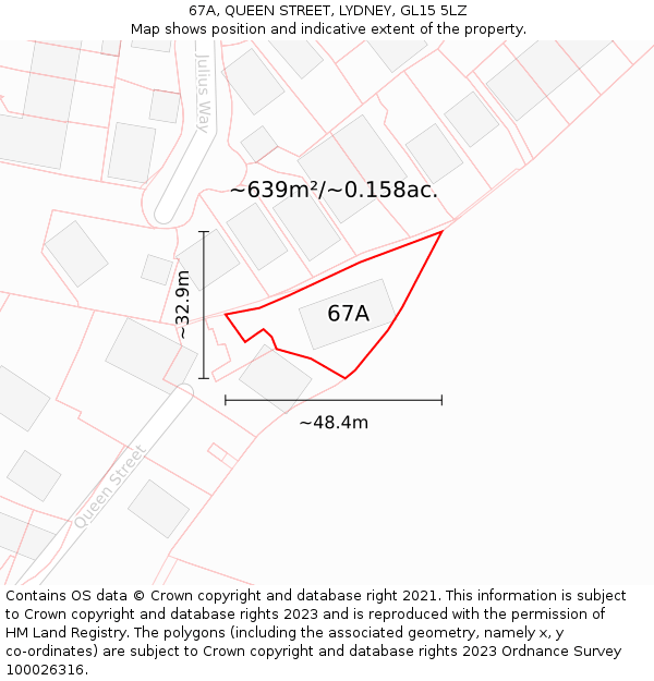 67A, QUEEN STREET, LYDNEY, GL15 5LZ: Plot and title map