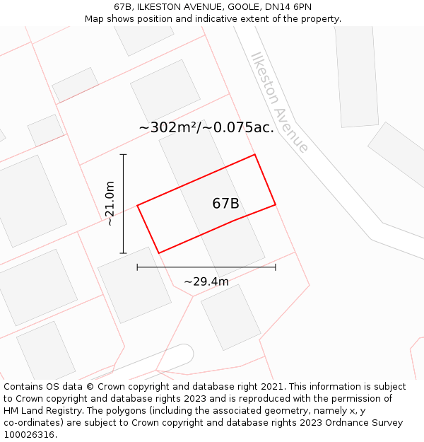 67B, ILKESTON AVENUE, GOOLE, DN14 6PN: Plot and title map