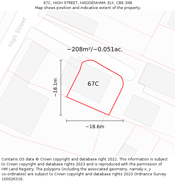 67C, HIGH STREET, HADDENHAM, ELY, CB6 3XB: Plot and title map