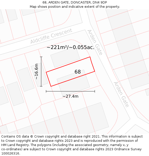 68, ARDEN GATE, DONCASTER, DN4 9DP: Plot and title map