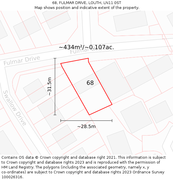 68, FULMAR DRIVE, LOUTH, LN11 0ST: Plot and title map