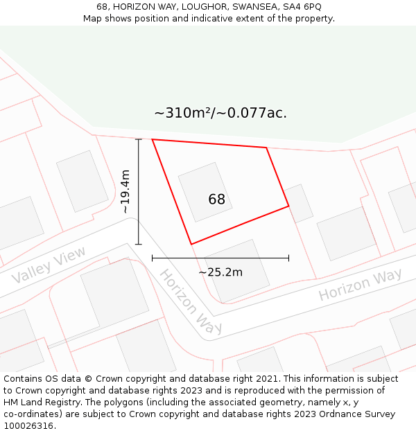 68, HORIZON WAY, LOUGHOR, SWANSEA, SA4 6PQ: Plot and title map