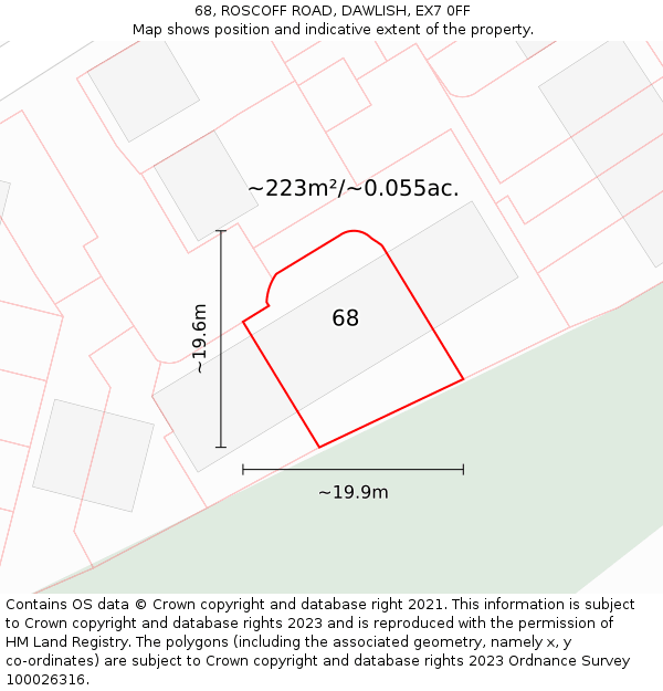 68, ROSCOFF ROAD, DAWLISH, EX7 0FF: Plot and title map