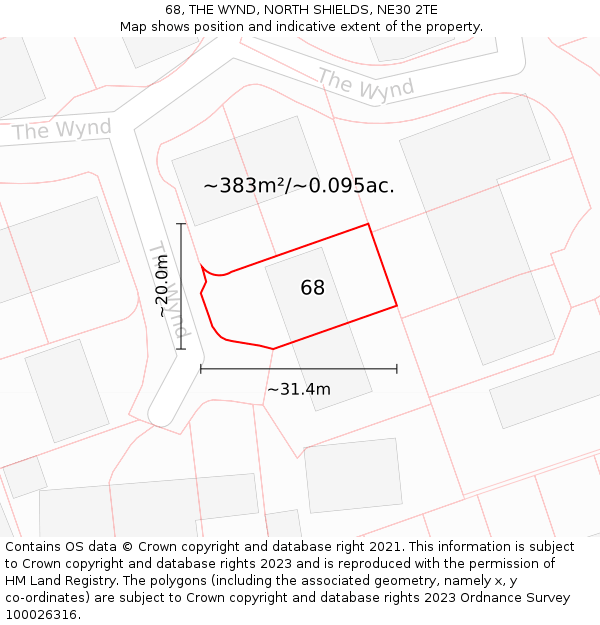 68, THE WYND, NORTH SHIELDS, NE30 2TE: Plot and title map