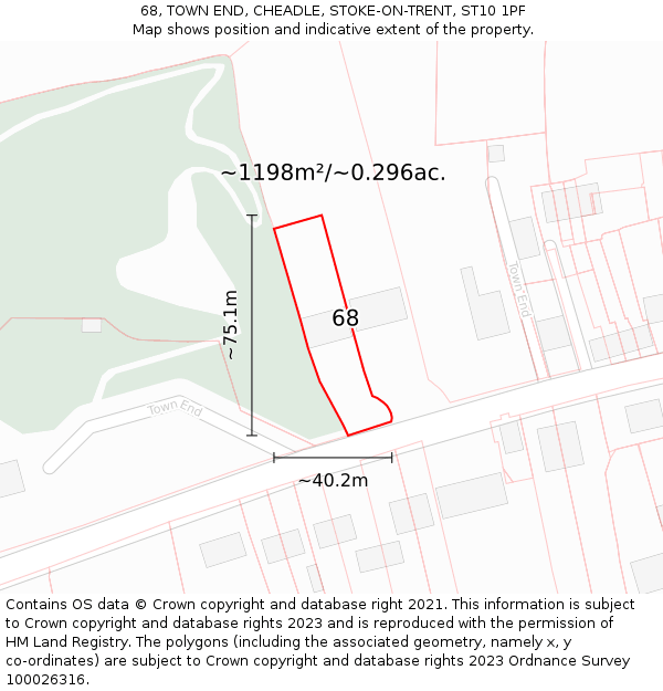 68, TOWN END, CHEADLE, STOKE-ON-TRENT, ST10 1PF: Plot and title map