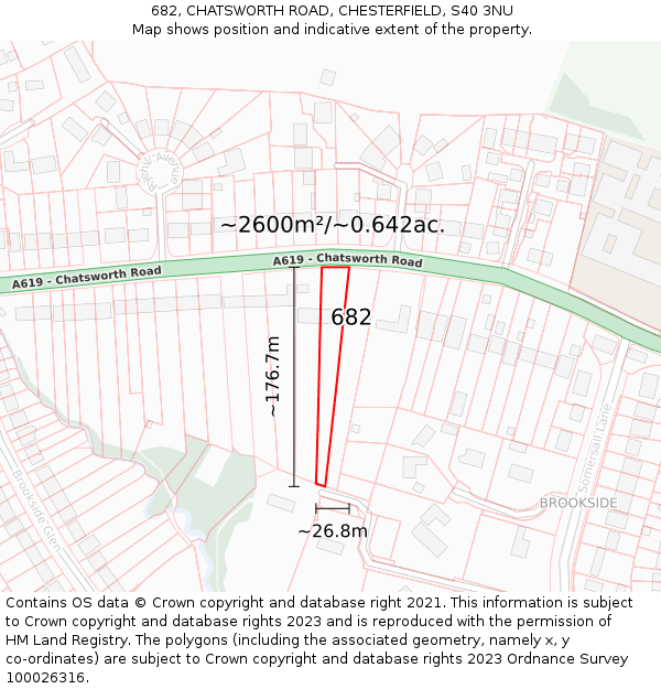 682, CHATSWORTH ROAD, CHESTERFIELD, S40 3NU: Plot and title map