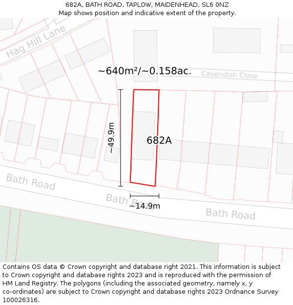 682A, BATH ROAD, TAPLOW, MAIDENHEAD, SL6 0NZ: Plot and title map