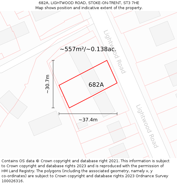 682A, LIGHTWOOD ROAD, STOKE-ON-TRENT, ST3 7HE: Plot and title map