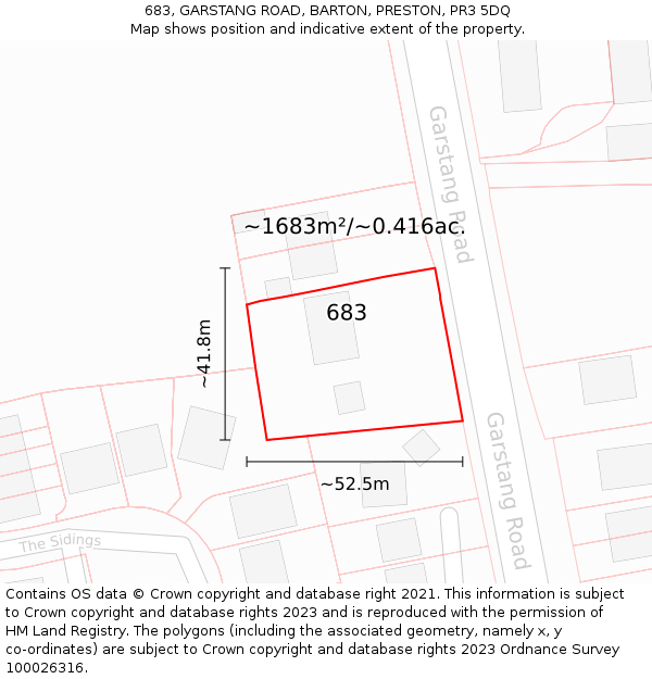 683, GARSTANG ROAD, BARTON, PRESTON, PR3 5DQ: Plot and title map