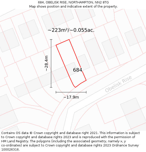 684, OBELISK RISE, NORTHAMPTON, NN2 8TG: Plot and title map