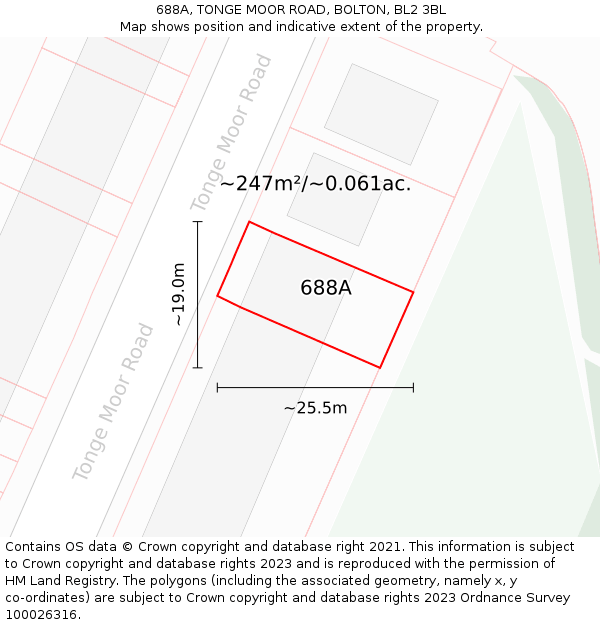 688A, TONGE MOOR ROAD, BOLTON, BL2 3BL: Plot and title map