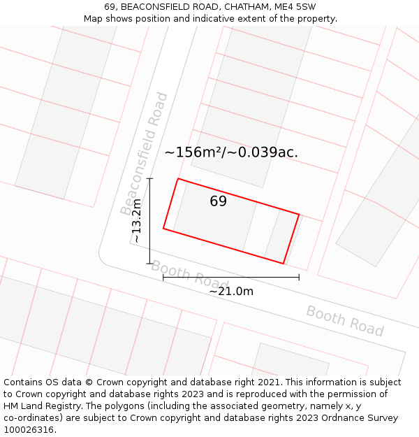 69, BEACONSFIELD ROAD, CHATHAM, ME4 5SW: Plot and title map