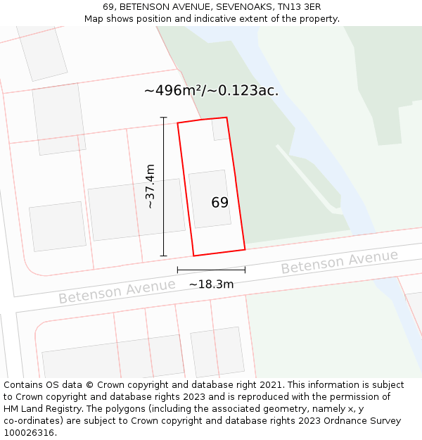 69, BETENSON AVENUE, SEVENOAKS, TN13 3ER: Plot and title map