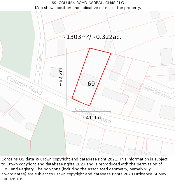 69, COLUMN ROAD, WIRRAL, CH48 1LG: Plot and title map