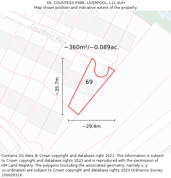 69, COUNTESS PARK, LIVERPOOL, L11 4UH: Plot and title map