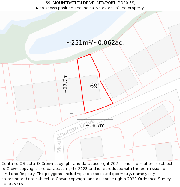 69, MOUNTBATTEN DRIVE, NEWPORT, PO30 5SJ: Plot and title map