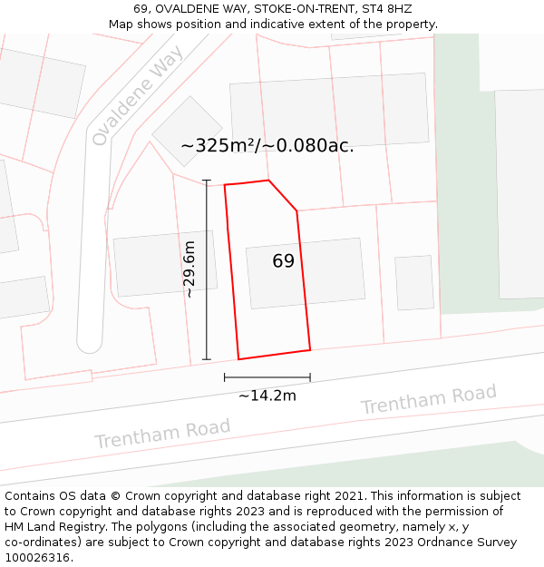 69, OVALDENE WAY, STOKE-ON-TRENT, ST4 8HZ: Plot and title map