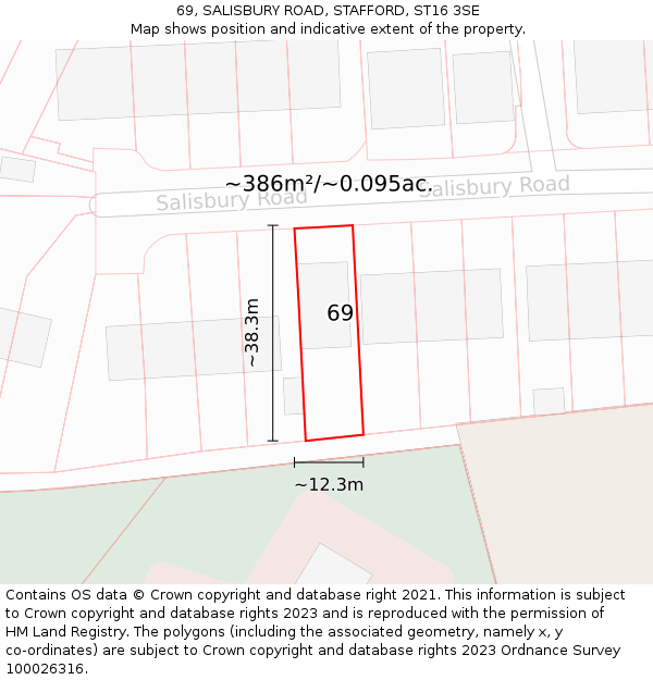 69, SALISBURY ROAD, STAFFORD, ST16 3SE: Plot and title map