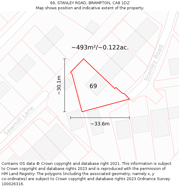 69, STANLEY ROAD, BRAMPTON, CA8 1DZ: Plot and title map