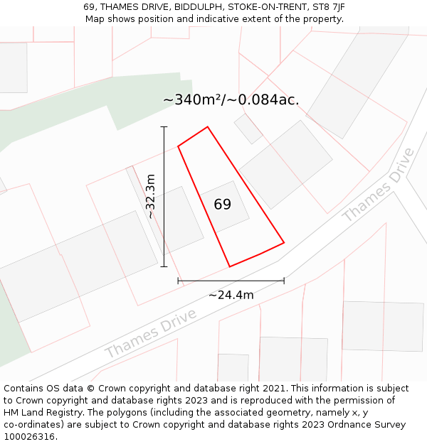 69, THAMES DRIVE, BIDDULPH, STOKE-ON-TRENT, ST8 7JF: Plot and title map