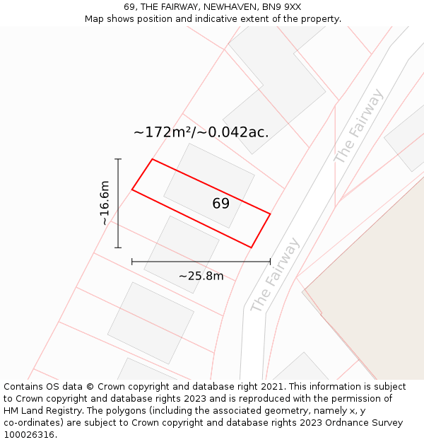 69, THE FAIRWAY, NEWHAVEN, BN9 9XX: Plot and title map