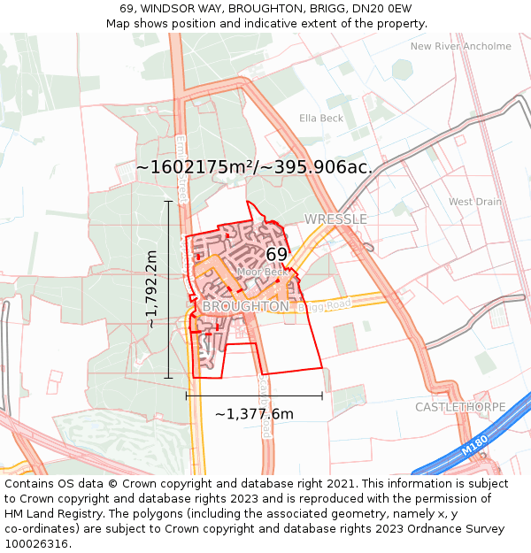 69, WINDSOR WAY, BROUGHTON, BRIGG, DN20 0EW: Plot and title map