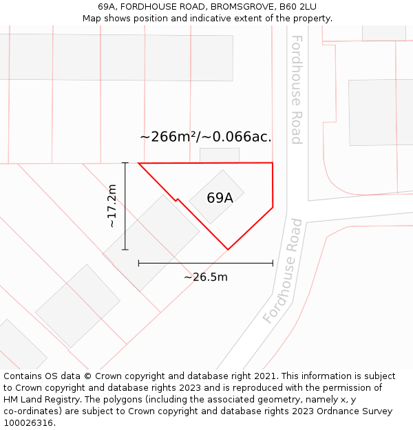 69A, FORDHOUSE ROAD, BROMSGROVE, B60 2LU: Plot and title map