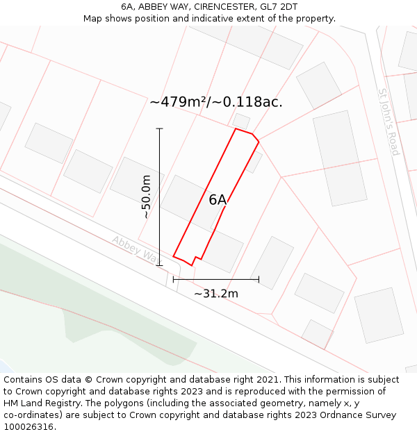 6A, ABBEY WAY, CIRENCESTER, GL7 2DT: Plot and title map