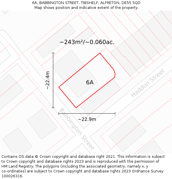 6A, BABBINGTON STREET, TIBSHELF, ALFRETON, DE55 5QD: Plot and title map